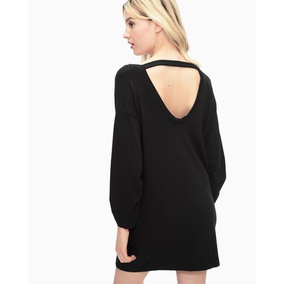 Splendid Womens Black Dress North Coast French Terry Shirred Popover Size M NWOT - Picture 3 of 12